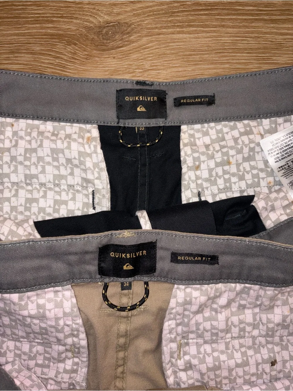 2 Quiksilver Men’s Everyday Union Stretch Shorts Size 33 & 34 Black Khaki Used
